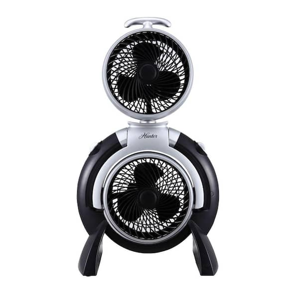 Hunter Hunter 9 in. Dual Turbo Fan in Black with Silver Accent