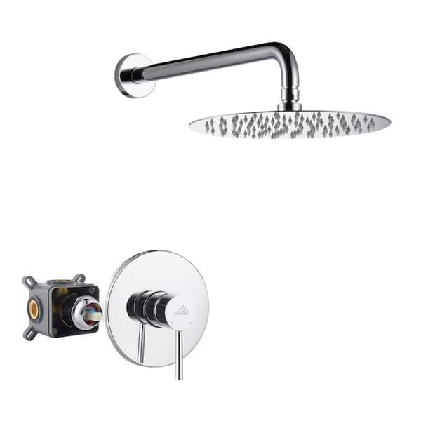  1-Spray Patterns Round 10 in. Single Function Wall Mount Fixed Shower Head in Chrome