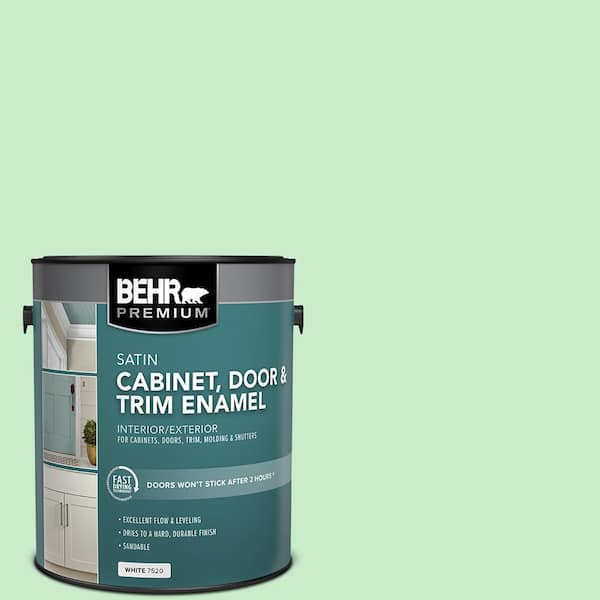BEHR PREMIUM 1 gal. #P390-2 Chilled Mint Satin Enamel Interior/Exterior Cabinet, Door & Trim Paint