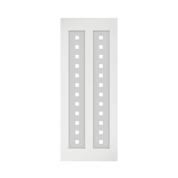 eightdoors 36 in. W. x 84 in. x 1-3/8 in. Silkscreen Decorative Glass 2-Lites Shaker Primed Solid Wood Core Interior Barn Door Slab