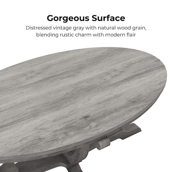 Furniture of America Dongola 47.94 in. Vintage Gray Oak Oval Furniture of America Dongola 47.94 in. Vintage Gray Oak Oval