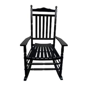 Black Wood Outdoor Rocking Chair Porch Rocker Chair (Poplar Wood)