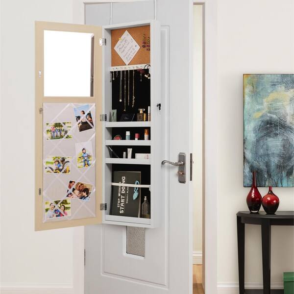 Inspired Home Galatea Door Wall Mount, Wall Mount Jewelry Mirror Armoire White