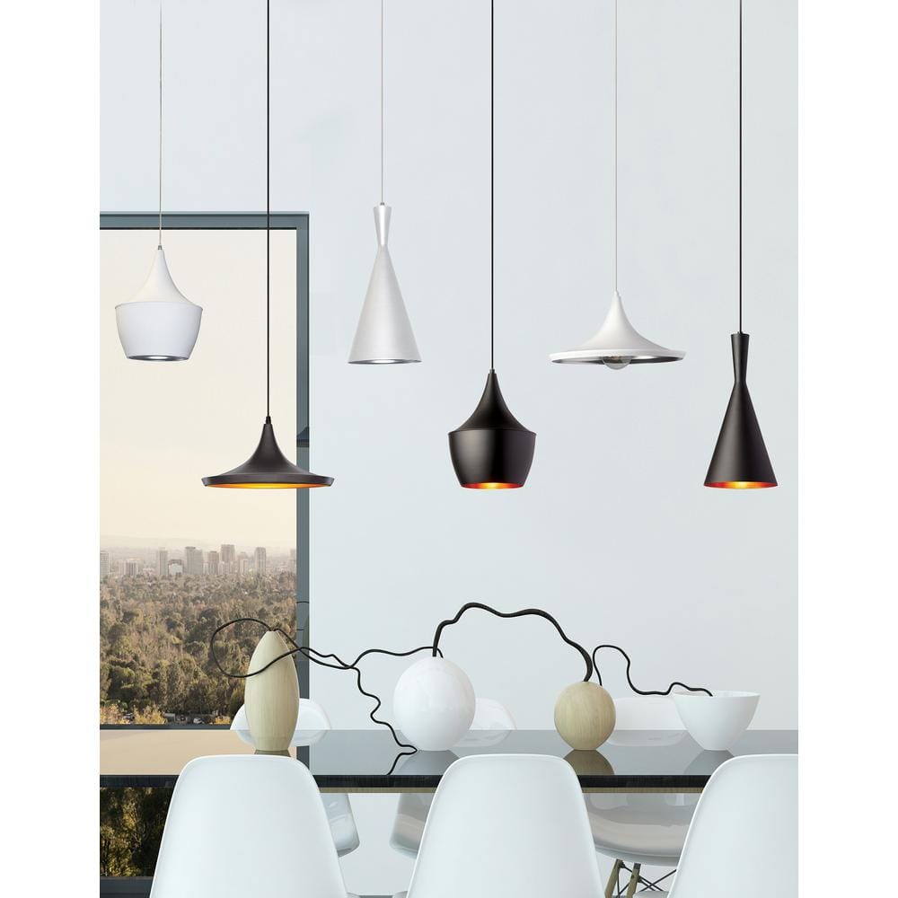 Matte White Silver Aluminum Hourglass Pendant Light
