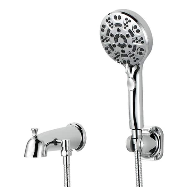 Bath Accessory Set, Tub Spout with Diverter, 8 Settings Handheld Shower in Polished Chrome