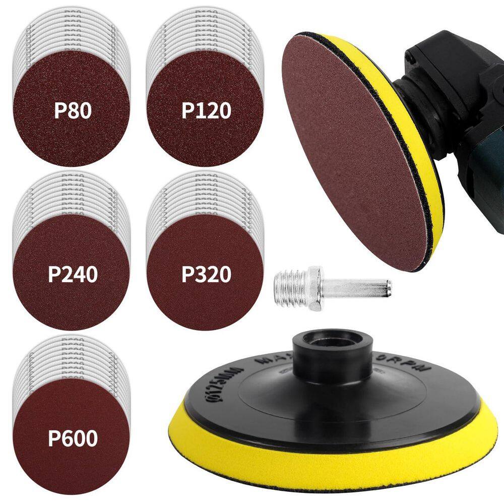 5 Inch Polyurethane Hook and Loop Backing Pad for Angle Grinder with Sanding Disc Assortment for Wood (50-Pack) price history on PriceWatchPro