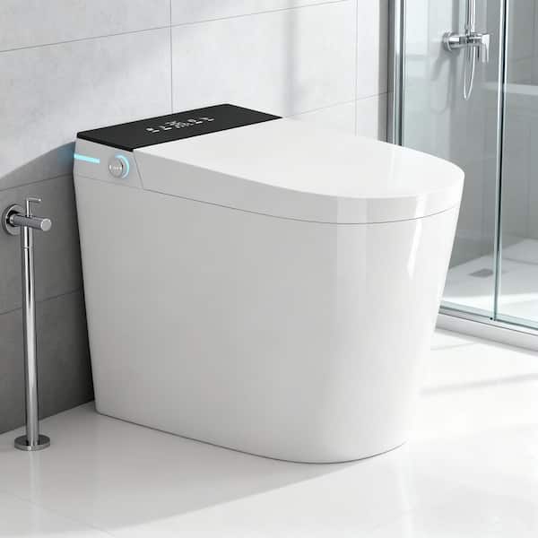 Round Smart Bidet Toilet 1.28 GPF in White, Tankless Instant Heating, Auto Open/Flush