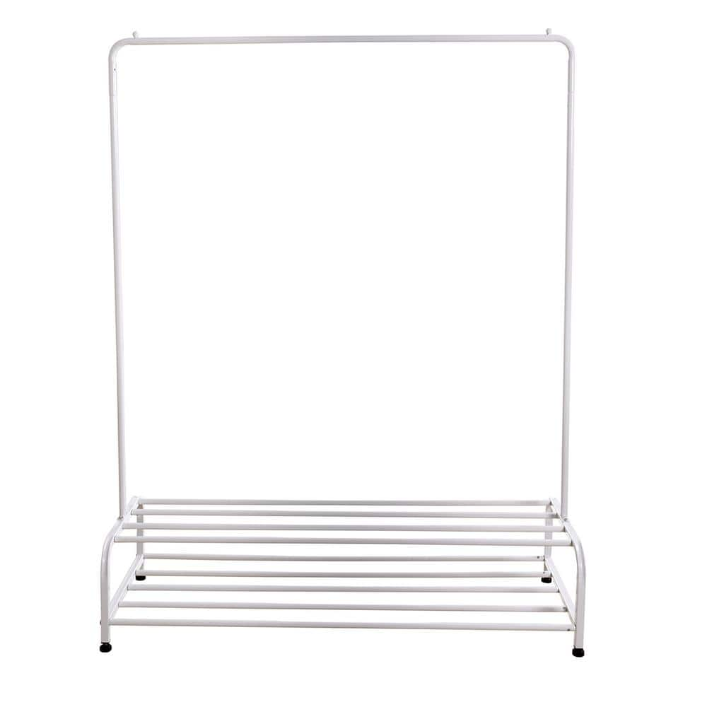 43.3 in. White FreeStanding Multi Functional Bedroom Clothing Rack SW WH 02 The Home Depot