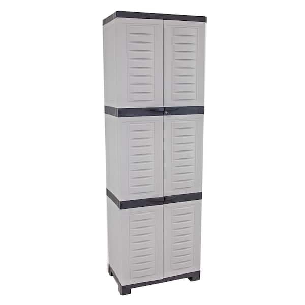 Lockable Storage 23.25 in. W x 72 in. H x 13.75 in. D Freestanding Cabinet with 4 Adjustable Shelves in Gray