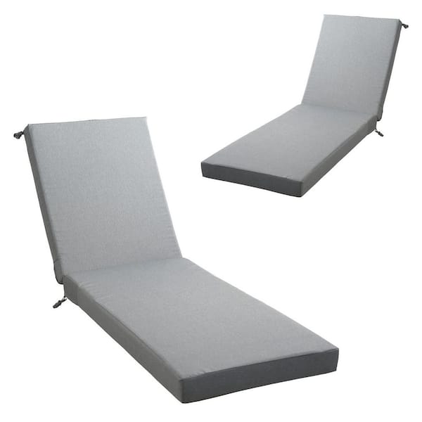 72 in. x 22.4 in. x 3.5 in. (2-Pack) Outdoor Water-Resistant Replacement Chaise Lounge Seat Cushion Sand-Gray