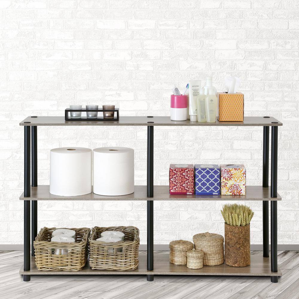 Turn-N-Tube Black Wood 3-Tier Freestanding Bookshelf