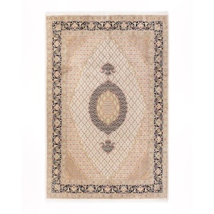 Mogul One-of-a Kind Traditional Ivory 6 ft. 8 in. x 10 ft. Oriental Area Rug