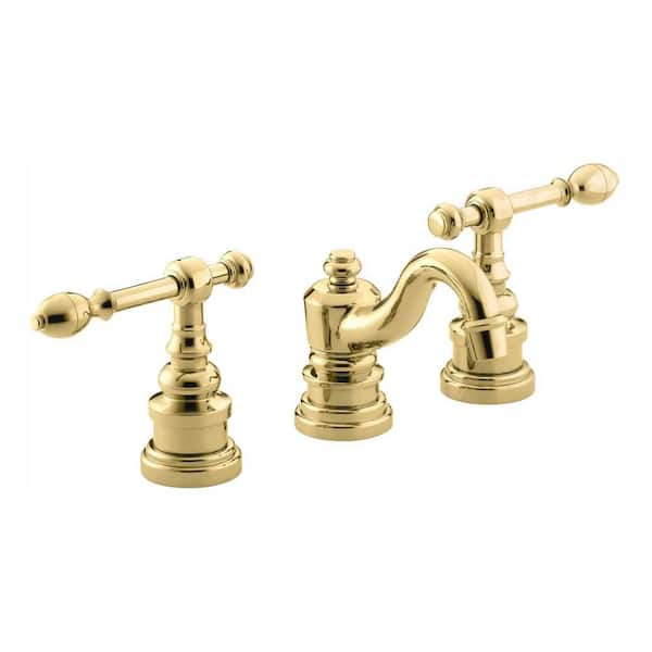 KOHLER IV Georges Brass 8 in. Widespread 2-Handle Low-Arc Bathroom Faucet in Vibrant Polished Brass
