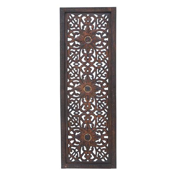 Benzara Fl Hand Carved Brown Wooden Wall Panels Assortment Of Two Bm01881 The Home Depot - Carved Wood Wall Art Canada Benzara Fl Hand Carved Brown Wooden Wall Panels Assortment Of Two Bm01881 The Home Depot - Carved Wood Wall Art Canada