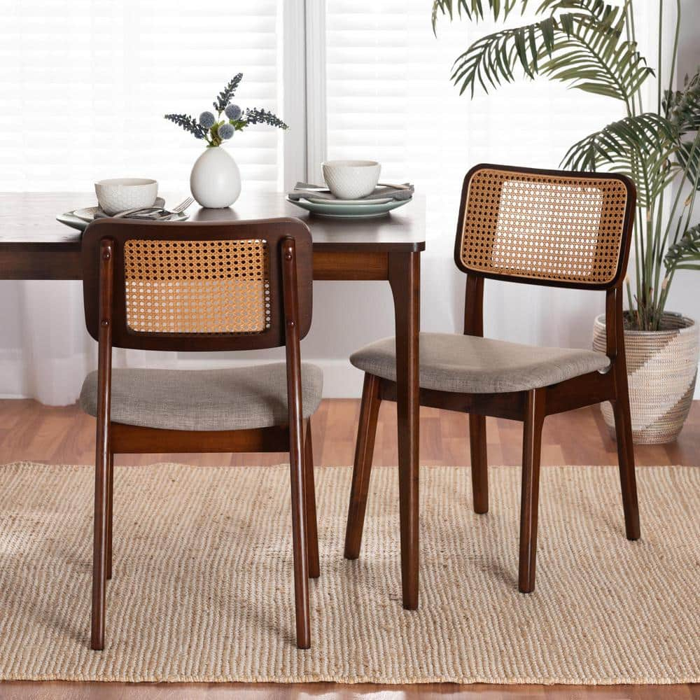 Baxton Studio Dannon Grey and Walnut Brown Dining Chair (Set of 2)  234-2P-13288-HD - The Home Depot