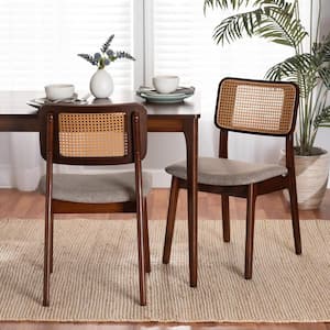 Dannon Grey and Walnut Brown Dining Chair (Set of 2)