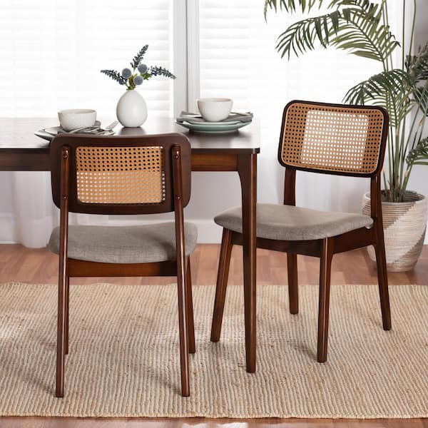 Baxton Studio Dannon Grey and Walnut Brown Dining Chair (Set of 2)