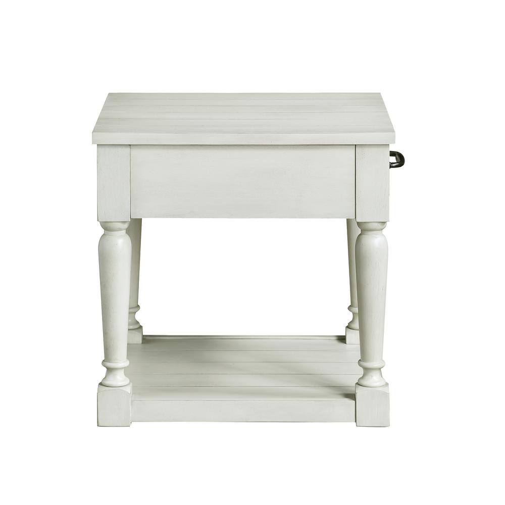 Hemingway Alabaster White Wood End Table with Storage
