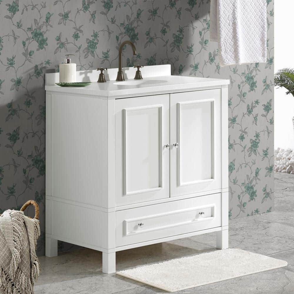 Williamsburg 30" White Pine Vanity Cabinet with Nickel Hardware