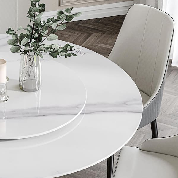 J&E Home 59.06 in. White Modern Round Sintered Stone Top J&E Home 59.06 in. White Modern Round Sintered Stone Top