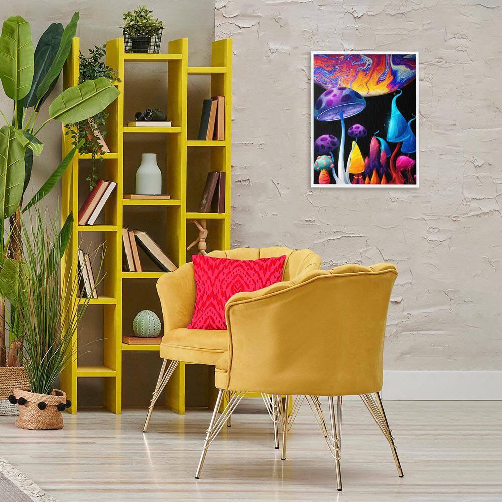 Whimsical Mushrooms in Space by Kim Allen White Framed Nature Giclee Art Print 20 in. x 16 in. price history on PriceWatchPro