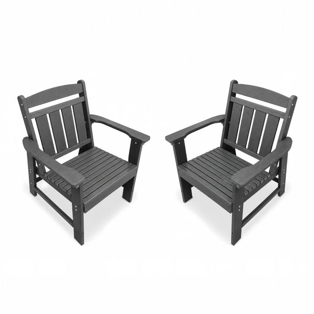 2-Piece Poly Lumber Patio Dining Chairs, Slat Back, Durable HDPE Material, 600 lbs Weight Capacity, Gray price history on PriceWatchPro