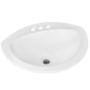 21 in. Semi-Oval Drop-in Bathroom Sink in White