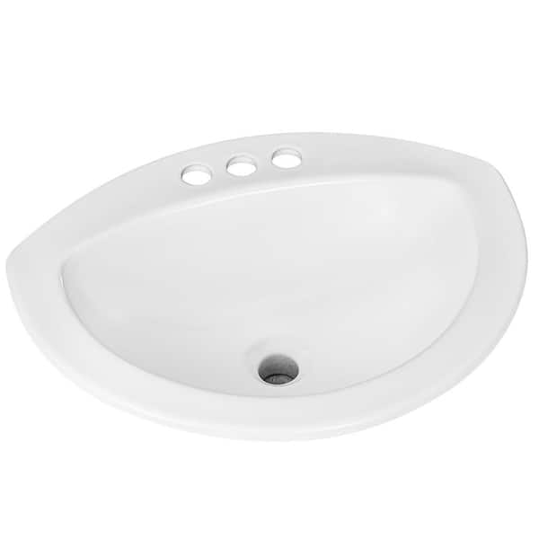 21 in. Drop-In Semi-Oval Vitreous China Bathroom Sink in White