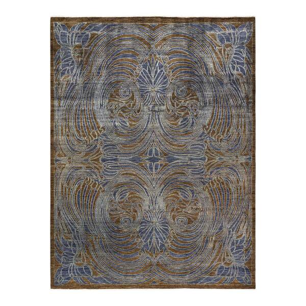 Solo Rugs Eclectic One-of-a-Kind Contemporary Green 9 ft. 1 in. x 12 ft. 1 in. Abstract Area Rug