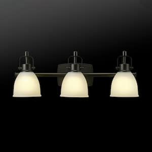 Gilroy 22.19 in. 3-Light Matte Black Integrated LED Vanity Light with Frosted Glass Shades, Selectable Color Temperature