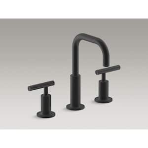 Purist 8 in. Widespread 2-Handle Bathroom Faucet with Lever Handles in Matte Black