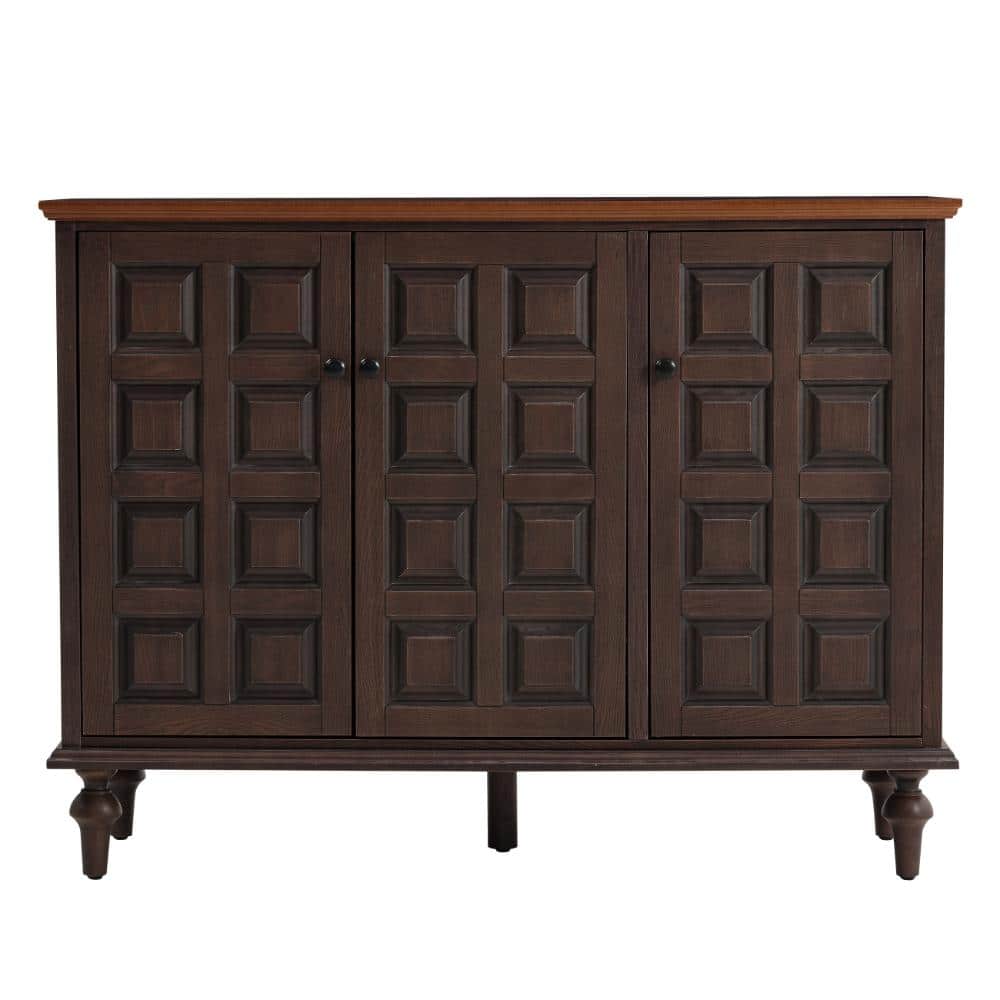 FUIN Retro Brown 34.65 in. H Accent Storage Cabinet with Four