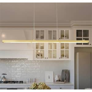 43.3 in. 40-Watt 10-Light Gold Linear Farmhouse Dimmable Adjustable Integrated LED Kitchen Island Pendant Light