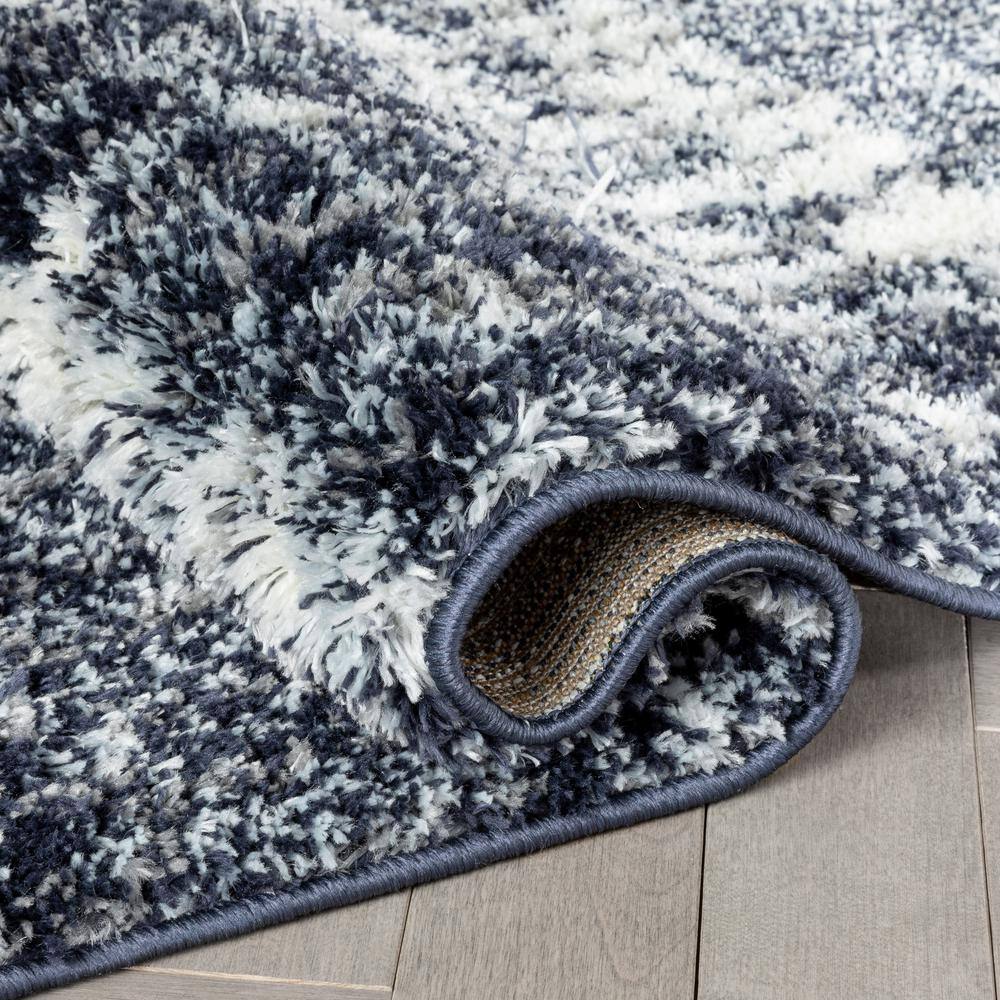 Celeste Shimmering Geometric Blue Shag Area Rug 3'11" x 5'3"