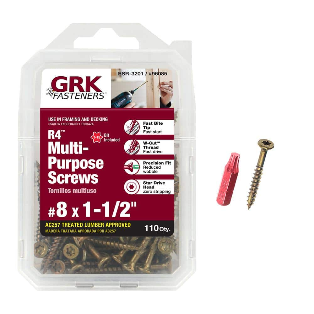 GRK Fasteners #8 x 1-1/2 in. R4 Multi-Purpose Star Drive Flat Head Screw  (110 per Pack) 96085 - The Home Depot