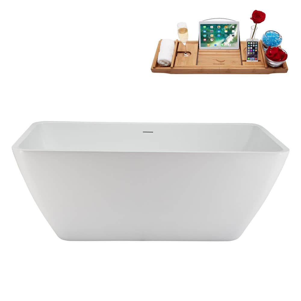 59 in. x 30 in. Acrylic Freestanding Soaking Bathtub in Glossy White with Polished Chrome Drain price history on PriceWatchPro