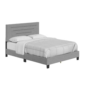 Cordoba Upholstered Linen Platform Bed, King, Gray