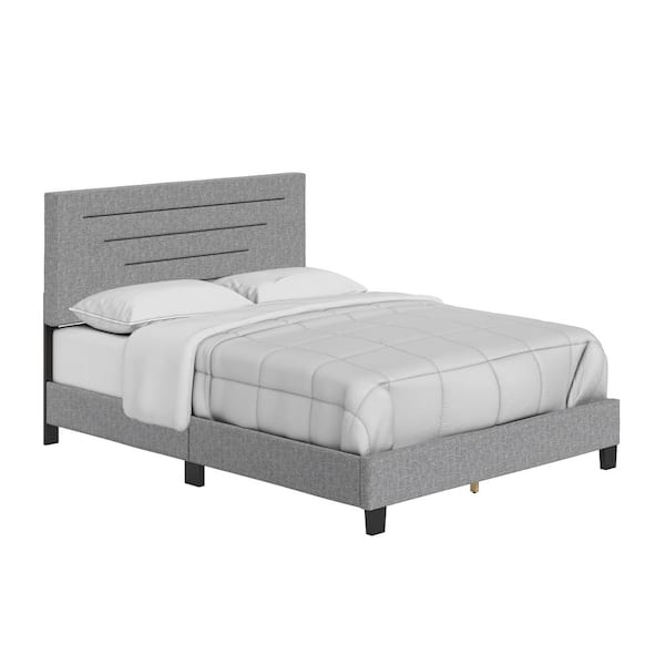 Boyd Sleep Cordoba Upholstered Linen Platform Bed, King, Gray
