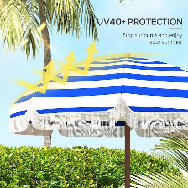 Outsunny 6.2 ft. Polyester, Metal, Beach Umbrella in Blue