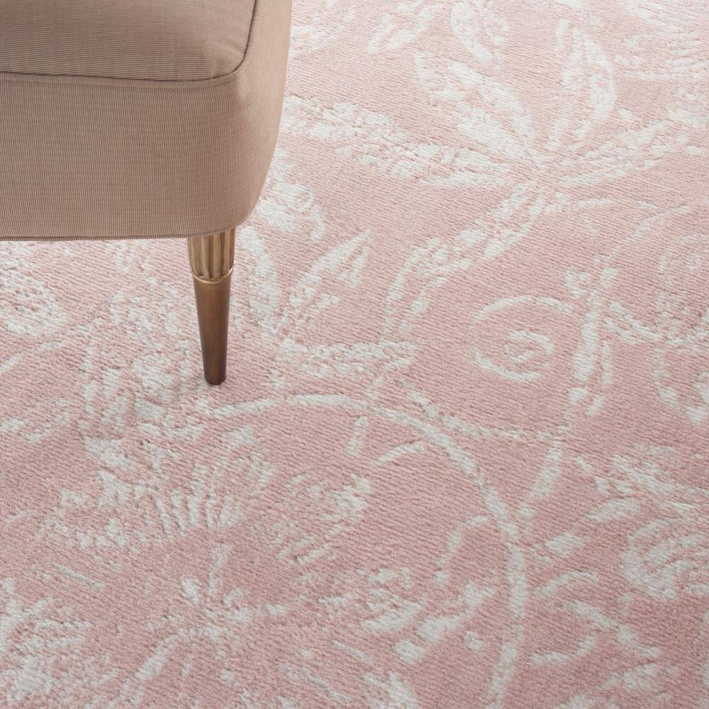 Pink Floral Round 5' Synthetic Kids Rug