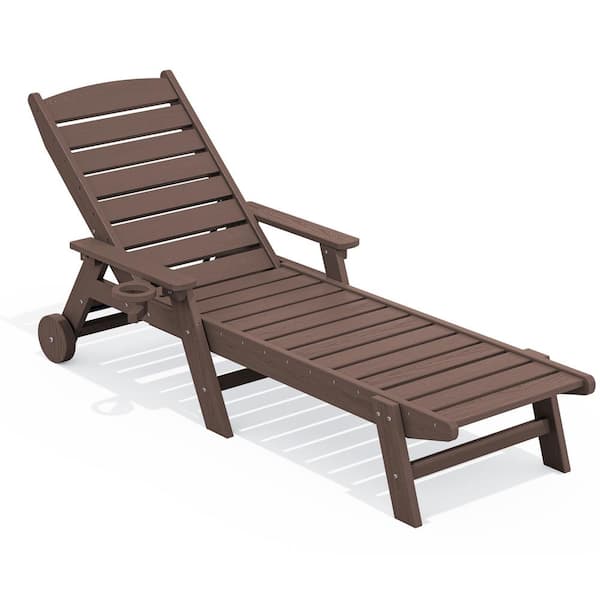 Unbranded HDPE Brown Adjustable Outdoor Lounge Chair(1-Pack)