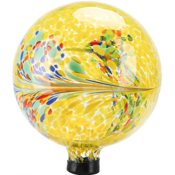 Yellow Glass Gazing Balls Sphere for Garden Lawn Outdoor Ornament Yard Decorative