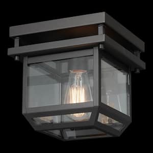 Sorrell 1-Dark Bronze Outdoor/Indoor Flush Mount Light with Clear Glass Shade