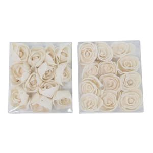 White Artificial Sola Boxed Carnation and Ranunculus Flowers (Set of 2)