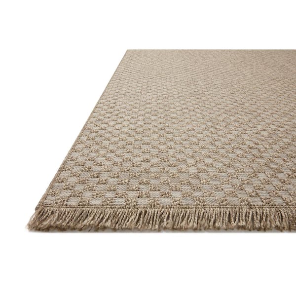 Dawn 7 ft. 8 in. x 7 ft. 8 in. Round Natural Checkered Indoor/Outdoor Area Rug