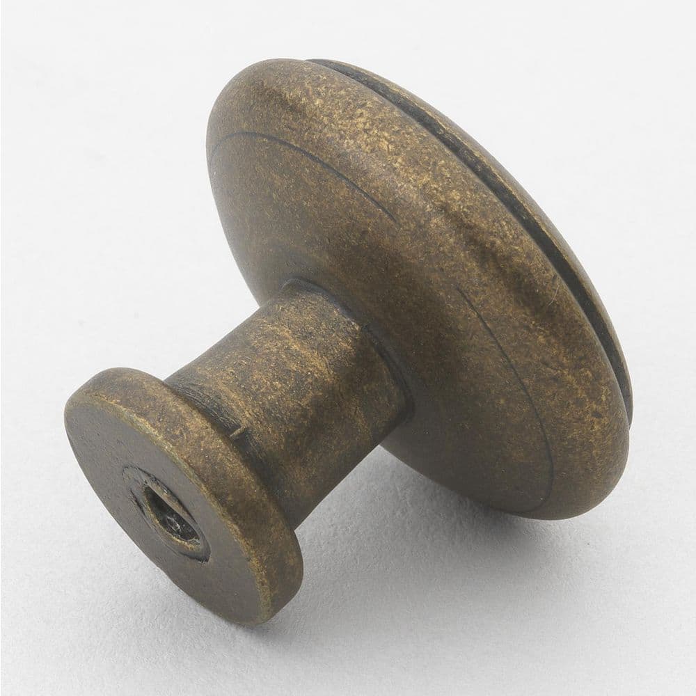 Antique Brass Round Cabinet Knobs with Mounting Hardware