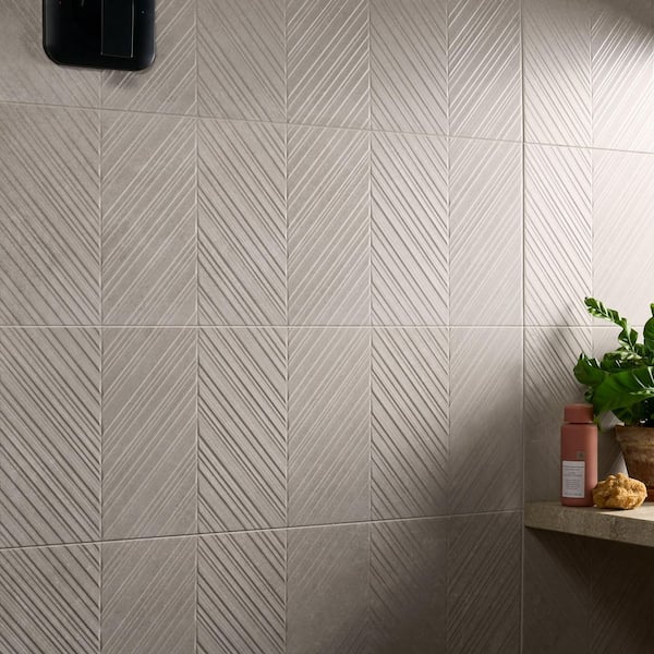 Urbane Pearl Gray Chevron 11.81 in. x 35.43 in. Matte Ceramic Wall Tile (14.52 sq. ft./Case)