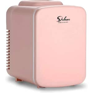 7.76 in. 0.14 cu. ft. Portable Mini Refrigerator with Cooler and Warmer Freon and 4L/6 Capacity in Pink