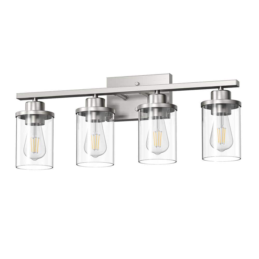 24 in. 4 Light Brushed Nickel Vanity Light with Clear Glass Shade price history on PriceWatchPro