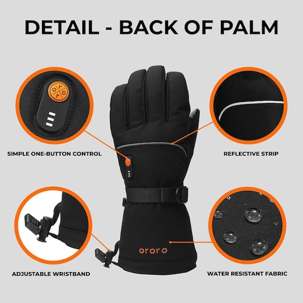 Ororo unisex X-Large Heated Gloves, Rechargeable Heated Motorcycle Gloves for Skiing, Hiking and Arthritic Hands